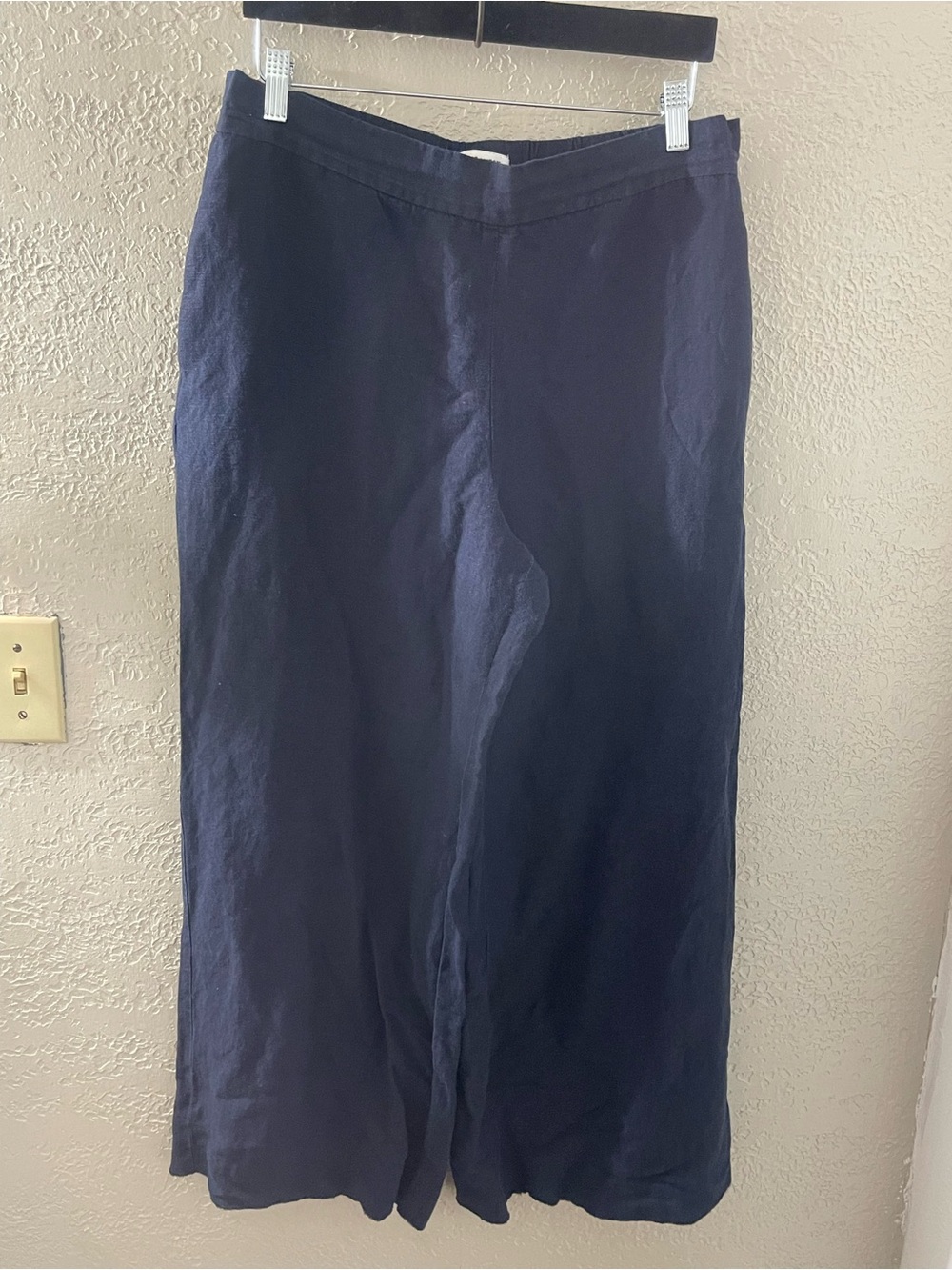 Nine West Women’s Navy Blue Wide Leg Linen Pants Size 12